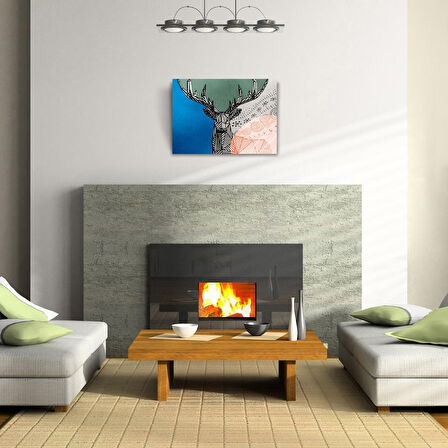 Dijital Efektli Geyik Dekoratif Kanvas Tablo 50 x 70