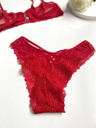 Göğüs İp Detaylı Desteksiz Sütyen Takım