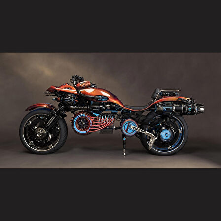 Futuristik Motosiklet Resmi Kanvas Tablo 60 x 120