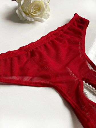 Özel Bölgesi Açık İnci Detaylı String