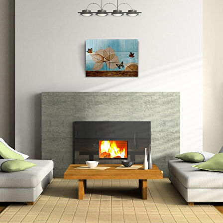Kuru Yapraklar ve Kelebek Kanvas Tablo 50 x 70