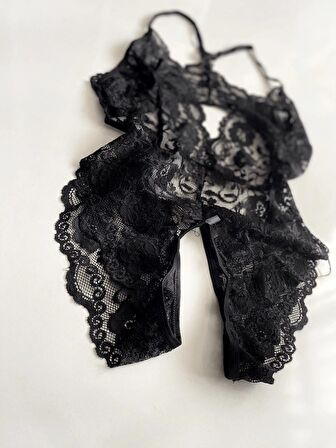 Özel Bölgesi Açık Kalp Detaylı Bodysuit