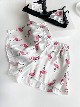 Flamingo Baskılı Şortlu Takım