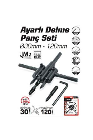 Ayarlı Delme Panç Seti 30-120 Mm 2185