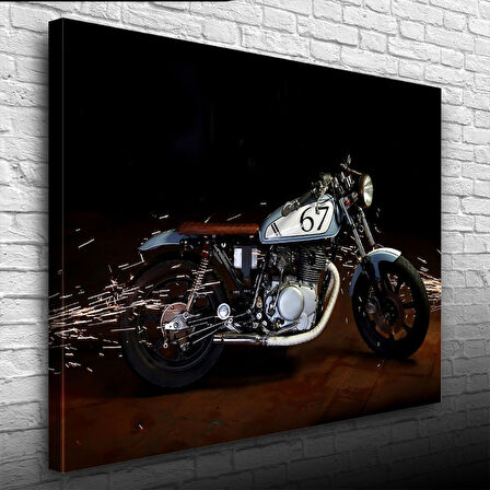 Gri Klasik Naked Motosiklet Kanvas Tablo 50 x 70