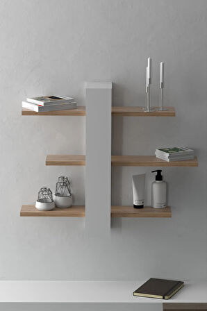 3 Raflı Dekoratif Duvar Rafı