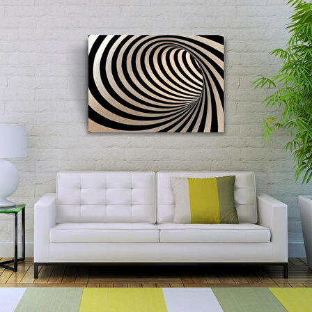 Siyah Beyaz Çizgili Kanvas Tablo 50 x 70