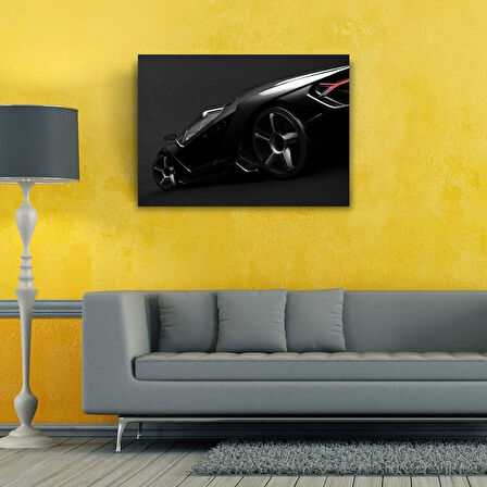 Futuristik Siyah Spor Otomobil Kanvas Tablo 50 x 70