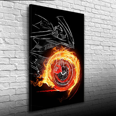 Siyah ve Turuncu Tonlarda  Spor Motosiklet Kanvas Tablo 50 x 70