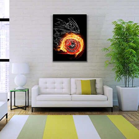 Siyah ve Turuncu Tonlarda  Spor Motosiklet Kanvas Tablo 50 x 70