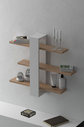 DUVAR RAFI 3 RAFLI DEKORATİF BETA  CEVİZ  BEYAZ