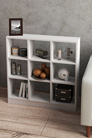 KİTAPLIK ÇOK AMAÇLI MUTFAK RAF DOLAP  9 BÖLMELİ BEYAZ