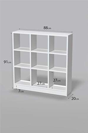 KİTAPLIK ÇOK AMAÇLI MUTFAK RAF DOLAP  9 BÖLMELİ BEYAZ