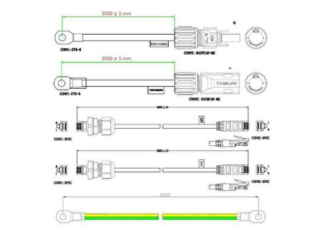 Pylontech FC0500-40 Akü Denetleme BMS, Taban, Kablolar, Force H1 için