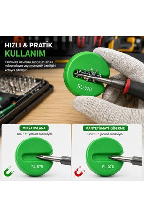 Tornavida Ucu Mıknatıslayıcı Ve Manyetik Giderici Hızlı Manyetize Aparatı RL-076