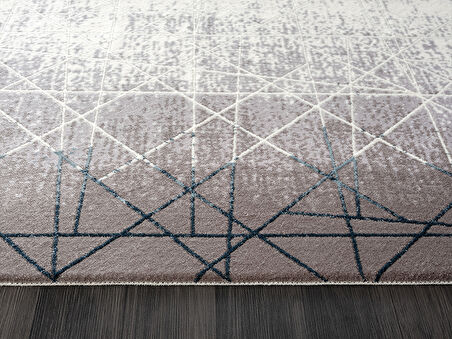 Feel Koleksiyonu Triko Akrilik Pamuk Atkı Tabanlı Dokuma Halı FL002M Gri-Mavi