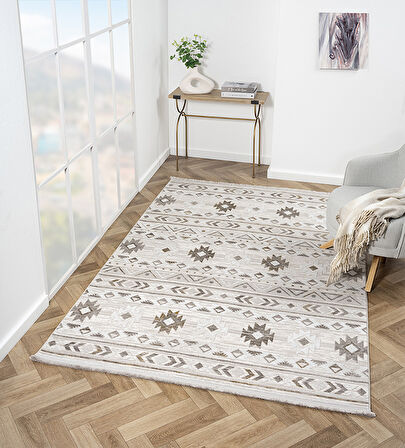 Loya Koleksiyonu Tozu Yok Dekoratif Halı LY001B Vizon