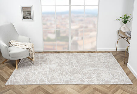 Loya Koleksiyonu Tozu Yok Dekoratif Halı LY003B Vizon