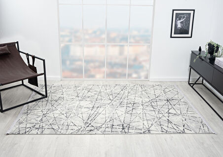 Loya Koleksiyonu Tozu Yok Dekoratif Halı LY003G Gri