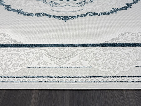 Nexus Koleksiyonu Saçaklı Halı NX002A Krem-Mavi