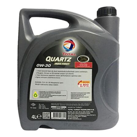 Total Quartz Ineo First 0W-30 4 Lt Partiküllü Motor Yağı