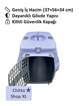 Büyük Kedi & Orta Irk Köpek Taşıma Çantası – 37×56×34 cm - LİLA