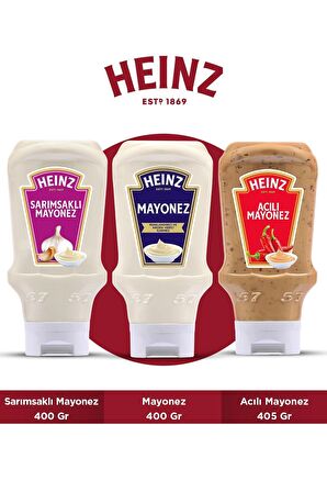 Heinz Mayonez 3'lü Set (Sarımsaklı Mayonez 400 Gr + Mayonez 400 Gr + Acılı Mayonez 405 Gr)