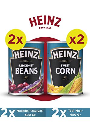 Heinz Meksika Fasulyesi 400 Gr  ve Tatlı Mısır 400 Gr Paketi ( 2 adet Meksika Fasulyesi + 2 adet Tatlı Mısır)