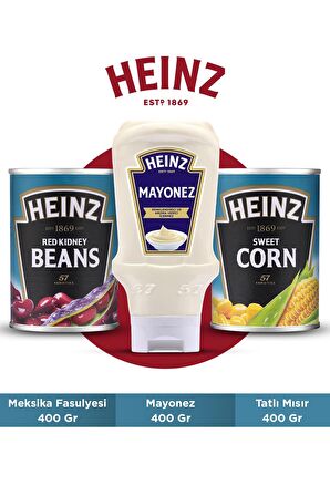 Heinz Salata Paketi (Meksika Fasulyesi 400 Gr + Mayonez 400 Gr + Tatlı Mısır 400 Gr)