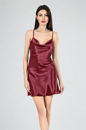 Aria's Closet Kısa Gecelik Degaje Bordo 7740