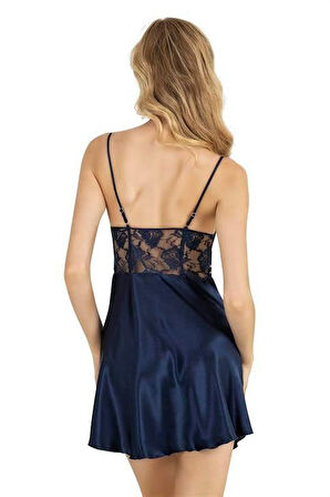 Aria's Closet Lacivert Kısa Saten Gecelik 8239