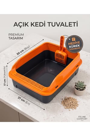 Lüx Elekli Kedi Tuvaleti - Orta Boy - 50X37X17 cm ** Kürek Hediyeli