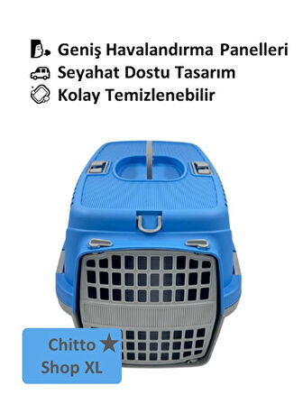 Büyük Kedi & Orta Irk Köpek Taşıma Çantası – 37×56×34 cm - MAVİ