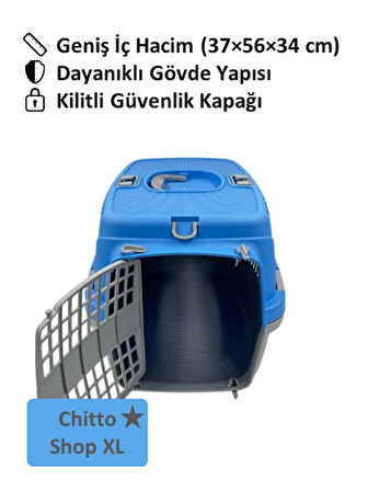 Büyük Kedi & Orta Irk Köpek Taşıma Çantası – 37×56×34 cm - MAVİ