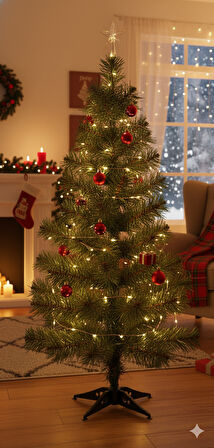 180 cm – 400 Dal Yeşil İthal Yılbaşı Çam Ağacı Demir Ayaklı Lüks Dekoratif Ağaç