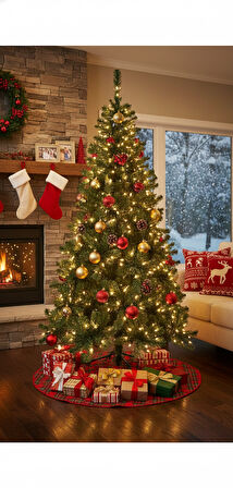 180 cm – 400 Dal Yeşil İthal Yılbaşı Çam Ağacı Demir Ayaklı Lüks Dekoratif Ağaç