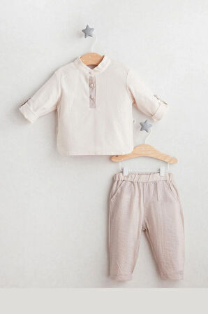 Erkek Bebek Hakim Yaka Gömlek Pantalon Takım