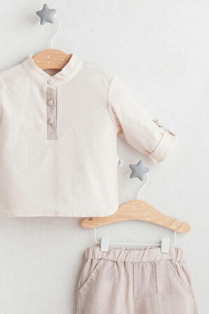 Erkek Bebek Hakim Yaka Gömlek Pantalon Takım