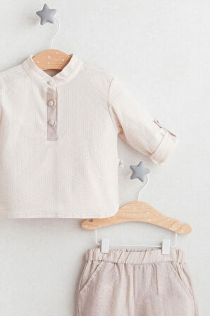 Erkek Bebek Hakim Yaka Gömlek Pantalon Takım