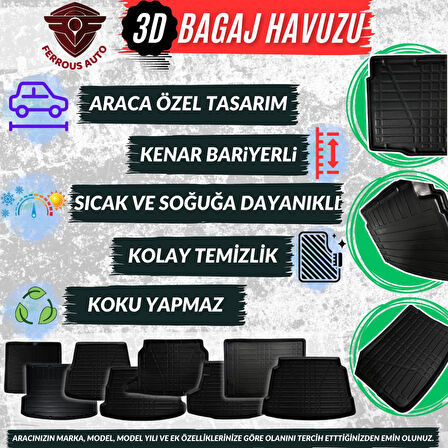 Seat Ibiza Ferrous 4D Paspas ve ÜST Kademe İçin 3D Bagaj Havuzu 2022 ve Üstü