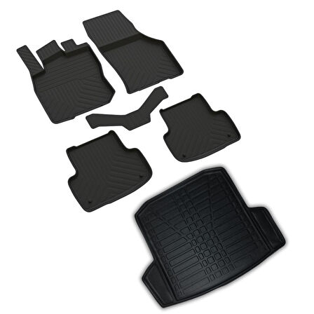 Skoda Octavia Ferrous 4D Havuzlu Kauçuk Paspas ve Kulaklı 3D Bagaj Havuzu 2021 ve Üstü