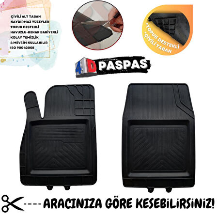 Ferrous 4D Havuzlu Kauçuk Üniversal Paspas Ön 2 Parça - Her Araca Uyumlu