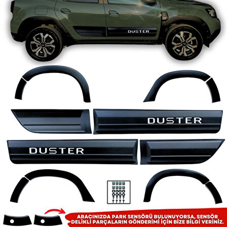 Dacia Duster Beyaz Yazılı Kapı ve Çamurluk Koruma Premium Dodik Seti 2018 ve Üstü