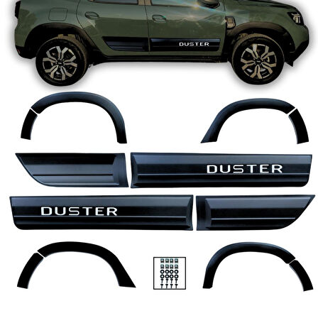Dacia Duster Beyaz Yazılı Kapı ve Çamurluk Koruma Premium Dodik Seti 2018 ve Üstü