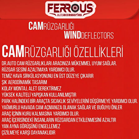 Toyota Yaris HB Ferrous Cam Rüzgarlığı 4lü 2012 2019