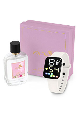 Kadın Silikon Kordon Kol Saati Parfüm Hediyelik Kombin Beyaz Renk