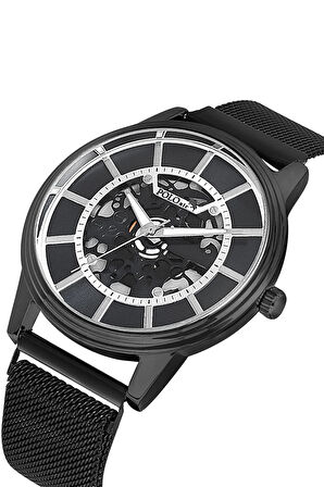 Mekanik Görünümlü Mıknatıs Kordon Erkek Kol Saati Siyah Renk