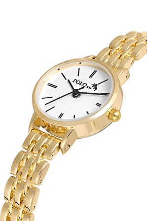 Tek Sıra Zarif Yuvarlak Kasa Kadın Kol Saati Gold Renk PL-1523B1x