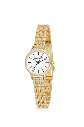 Tek Sıra Zarif Yuvarlak Kasa Kadın Kol Saati Gold Renk PL-1523B1x