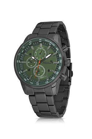 Şık Metal Erkek Kol Saati Siyah Yeşil Renk PL-0962E3x